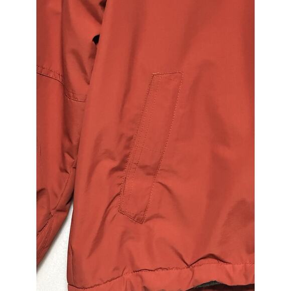 Lands End Orange Jacket Mens Windcheck Hooded Fleece Lined Large 42-44 EUC - Picture 4 of 13